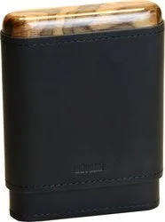 Étui à cigares adorini en cuir véritable noir 3-5 cigares en bois haut et en bas
