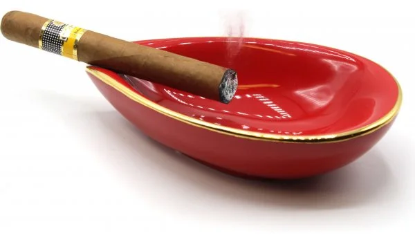 Cendrier à cigares adorini en céramique Feuille rouge