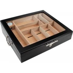 Humidor met glazen deksel zwart