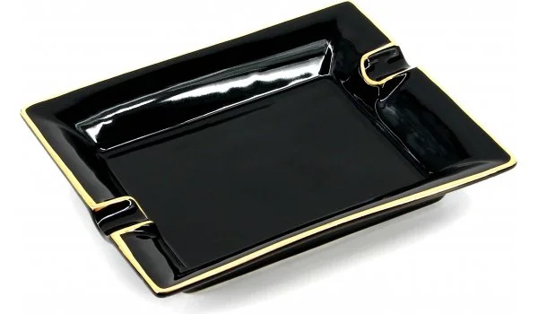 Cendrier à cigares rectangulaire peint en or noir