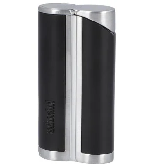 adorini Briquet courbé à jet unique noir / argent satiné avec poinçon pour cigare