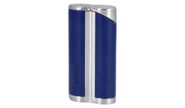 Briquet adorini Single Jet Curve Bleu/ Satin Argent incluant un poinçon à cigares. 