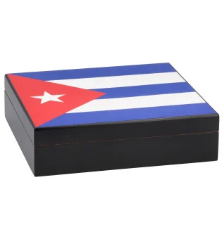 Sigarenbevochtiger zwart oppervlak met Cubaanse vlag