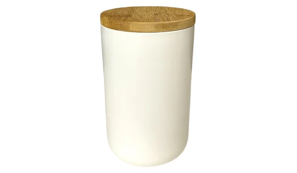 Pot à cigares en porcelaine blanche avec couvercle en bois
