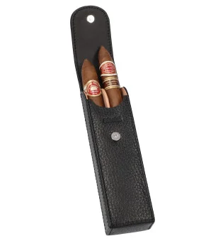 adorini pocket cigar case 2 cigares en cuir noir, black yarn photo 3