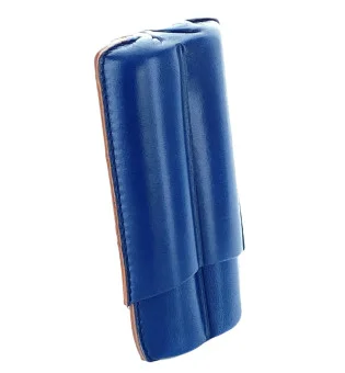 Étui à cigares Lubinski Cigar en cuire 2 Robusto bleu