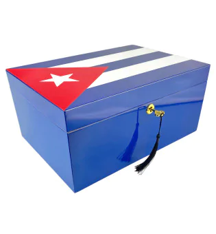 Sigaren Humidor Blauw met Cubaanse Vlag 100 Sigaren