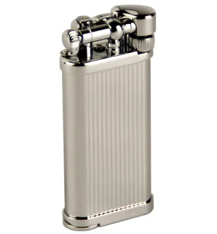 Briquet à essence classique - Vintage - Résistant au vent - Avec pierre -  Argent