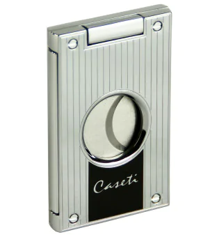 Caseti sigarenknipper chroom en zwart gevoerd