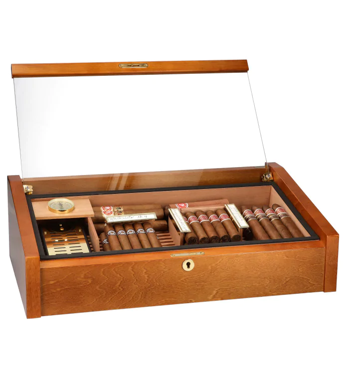 adorini Vega Deluxe Glazen Bovenkant Humidor Mahonie foto 16