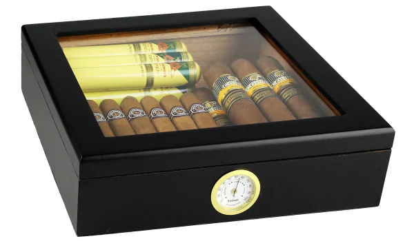 BigSmoke Humidor zwart met glazen deksel foto 9