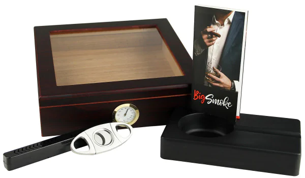 BigSmoke Humidor Set bruin met glazen deksel foto 7