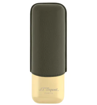 S.T. Dupont Etui à cigares pour 2 cigares Kaki Doré 183269