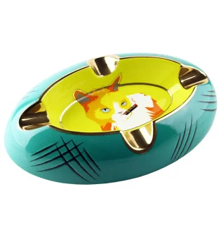 Cendrier Siglo Chat jaune/vert