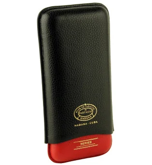 Partagas Series étui en cuir noir et rouge