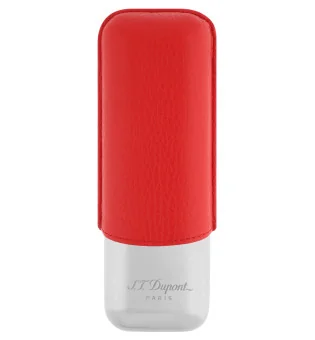 S.T. Dupont Étui à cigare pour 2 Cigares Rouge Chrome 183268