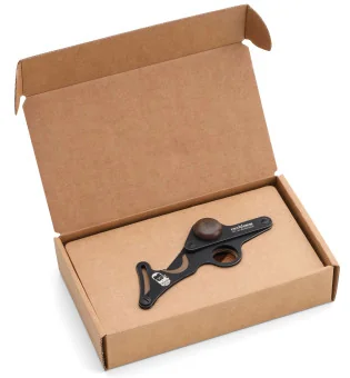 Ciseaux à cigares Fox  en acier inoxydable noir avec support en bois et cendrier 749/1 SM BSW