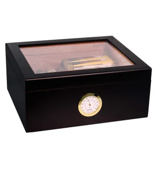 BigSmoke humidor medium zwart met glazen deksel