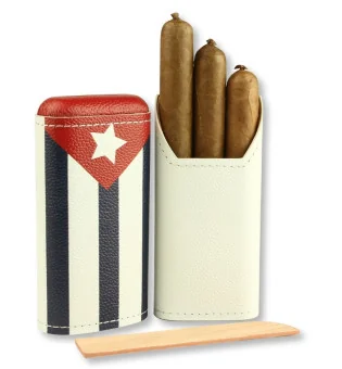 adorini Sigarenkoker echt leer 2-3 sigaren Cubaanse vlag