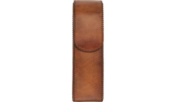 adorini vintage lederen sigarenkoker 2 sigaren bruin met etui voor knipper of aansteker