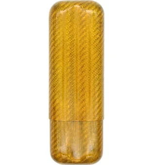 Etui à cigares en fibre de carbone doré pour 2 cigares avec un calibre de 57 anneaux