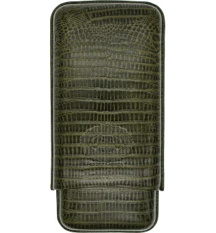 Étui à cigares Hoyo de Monterrey en cuir vert, 3 pièces.