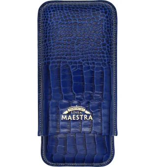 Étui à cigares Partagas Linea Maestra en cuir bleu, 3 pièces.