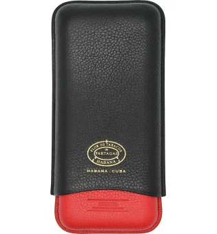 Étui en cuir Partagas Series noir et rouge avec logo doré