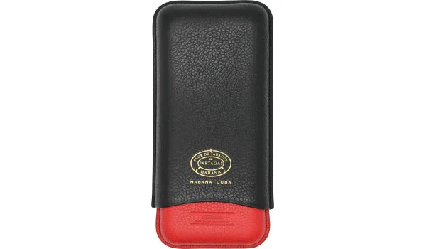 Partagas Series leren etui zwart en rood met gouden logo