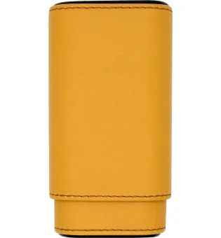 Étui à cigares en cuir jaune / carbone